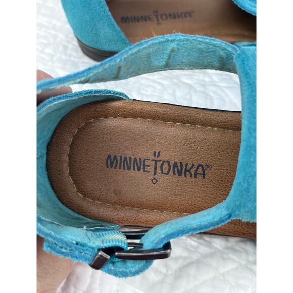 Minnetonka Women's Size 8 Blue Suede Strap Hippie Boho Vacation Sandal 10018584 - Picture 2 of 10